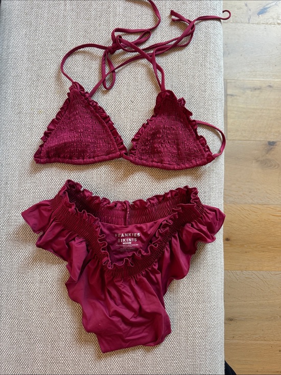 Frankie's Bikinis Other - Frankie's Bikinis Ruffled Smocked Triangle Bikini in Berry